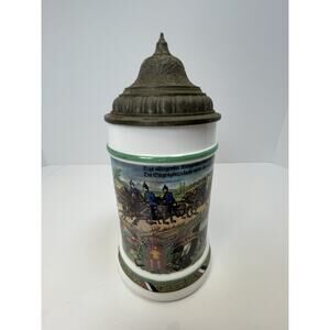 Vintage BMF West Germany beer stein With Battle Scene *READ DESCRIPTION